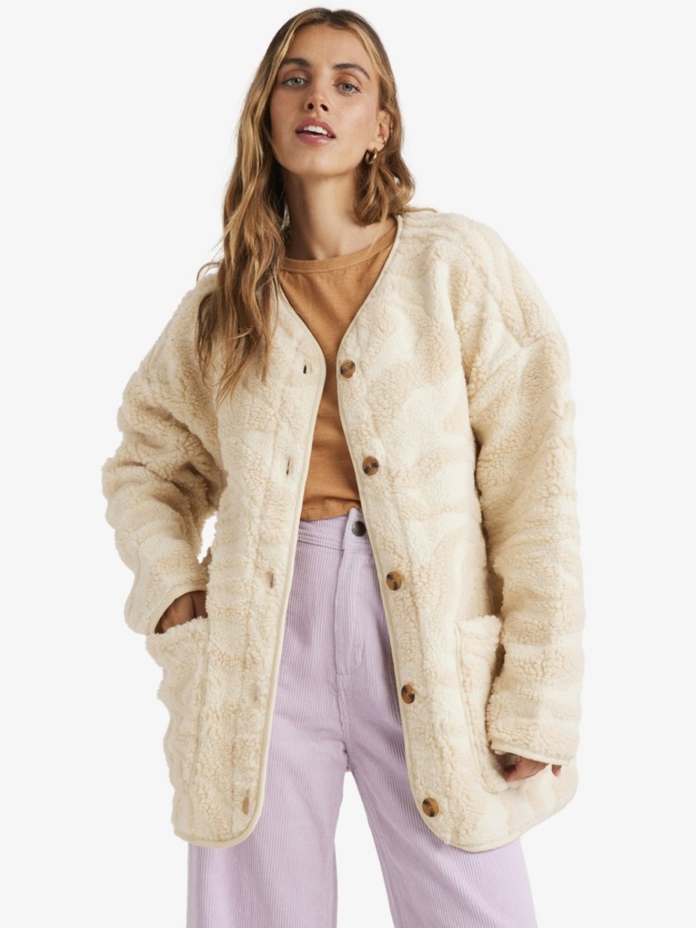 Billabong Fireside Cozy Buttoned Fleece Jacket, M, NWT
